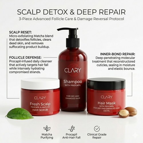 Clary Scalp Detox & Deep Repair Protocol | 3-Piece Advanced Anti-Hair Fall Regimen