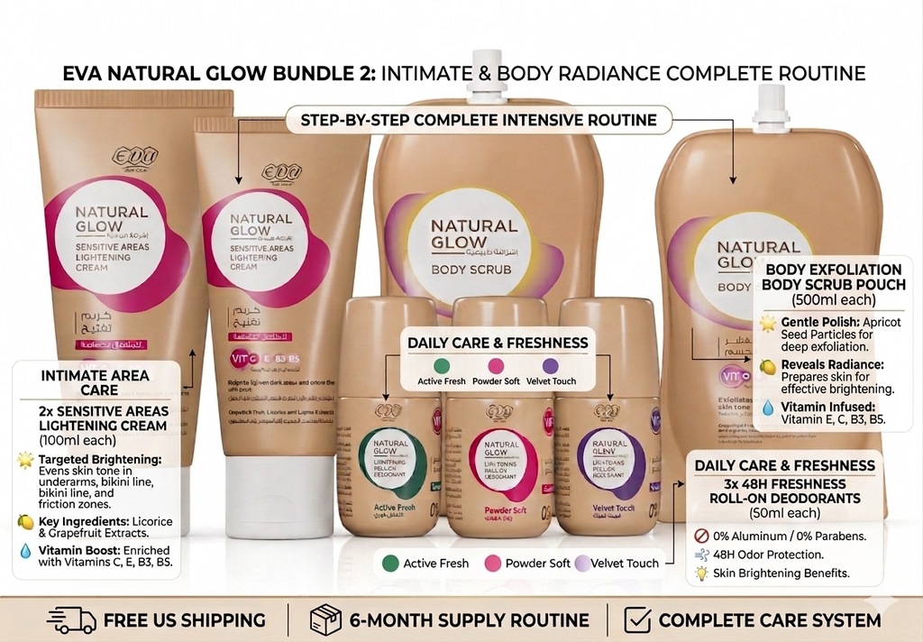 Eva Natural Glow Body & Intimate Brightening Kit | 7-Piece Set