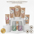 Eva Natural Glow Ultimate Head-to-Toe Master Kit featuring facial wash, facial scrub, body scrub, night cream, under-eye cream, sensitive area cream, and aluminum-free deodorants. Authentic Egyptian skincare shipped from Egypt to the USA.