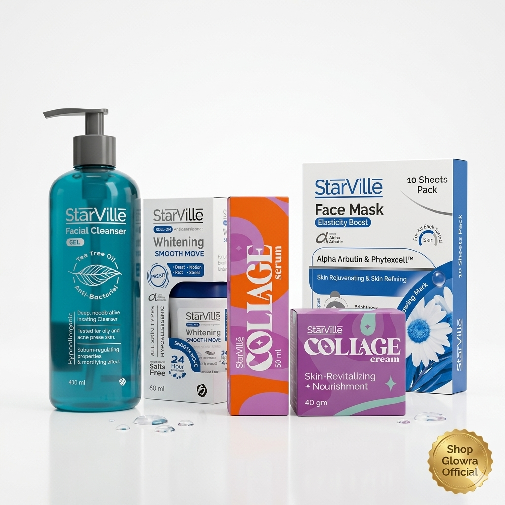 Authentic 5-Piece StarVille Collagen Cellular-Plump and Youth Reset anti-aging skincare bundle shipped to the USA